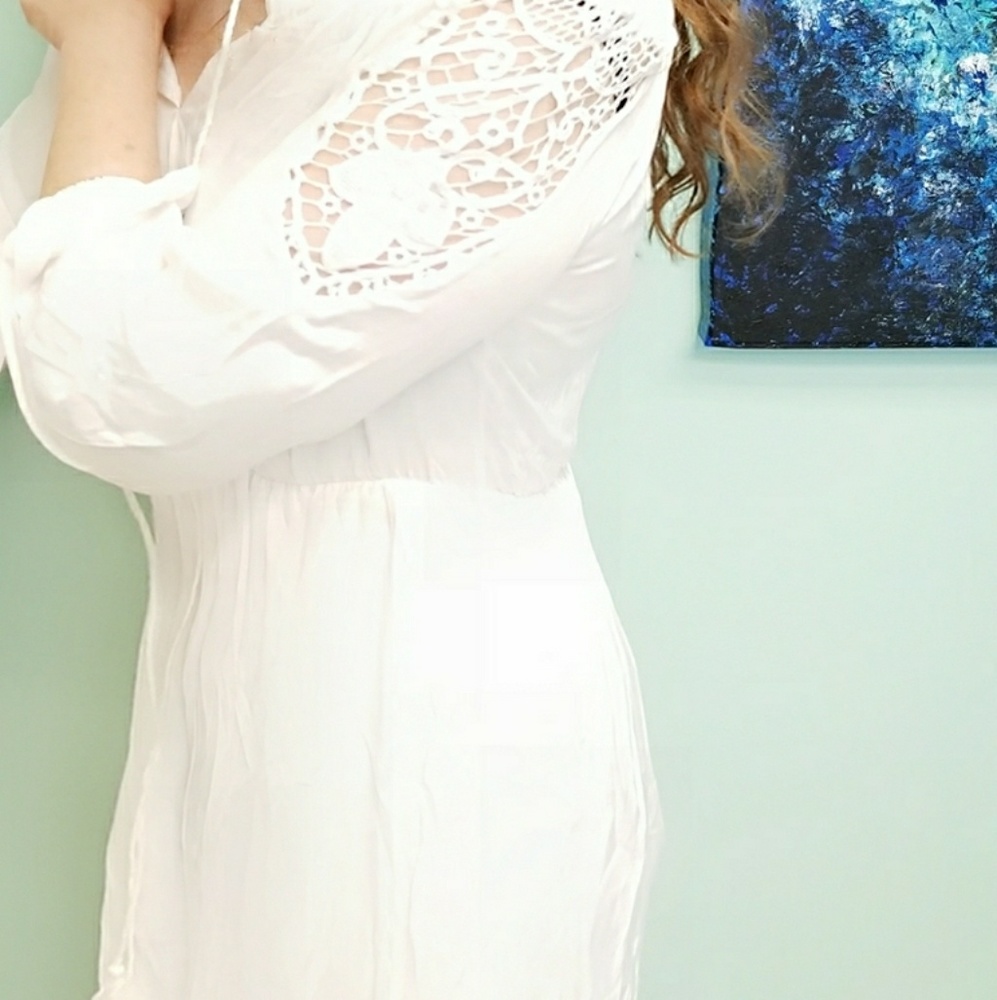MOVING SALE 🌺 BOHO White Off the Shoulders Dress Wedding Summer Dress - Picture 5 of 13